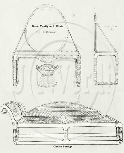 desk, chaise, vanity